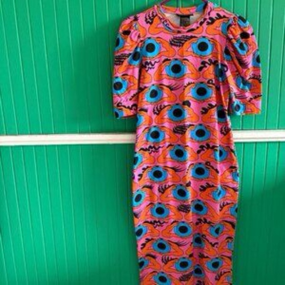 Nooworks Psychedelic Eyes Puff Sleeve Dress